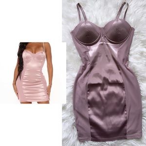 Fashion Nova Selene Satin Mini Dress - Mauve